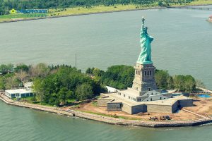 helicopter view of statue of liberty 270021302